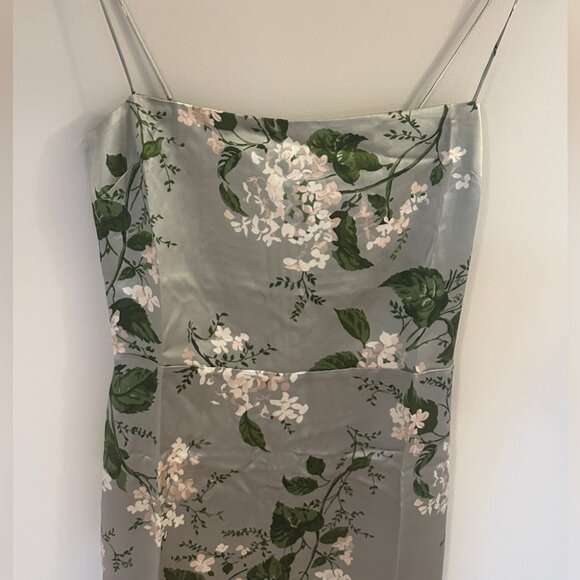 NEW Reformation Frankie Long Silk Dress in Tea Garden Green Floral | size 2 - Picture 12 of 12